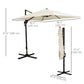 8' x 8' Cream White Offset Cantilever Umbrella with Cross Base