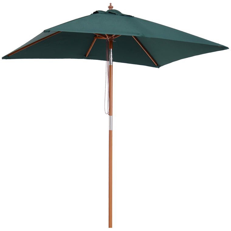 6.6x5ft Green Wooden Market Parasol with Tilt Mechanism