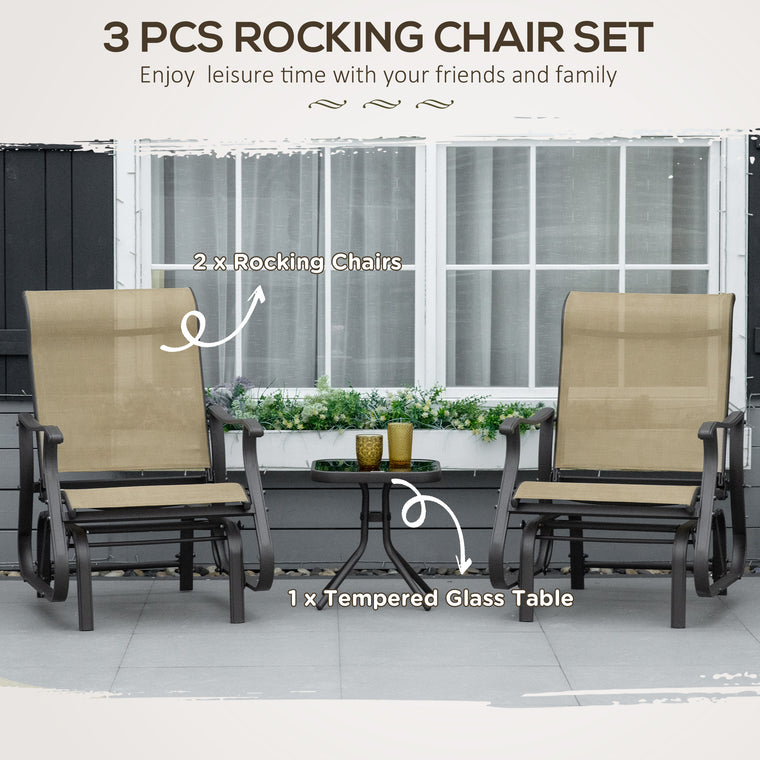 3-Piece Gliding Rocking Chair & Tea Table Set