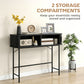 Mid-Century Entryway Table, Narrow Console Table with Storage Compartments for Behind Couch, Living Room, Black