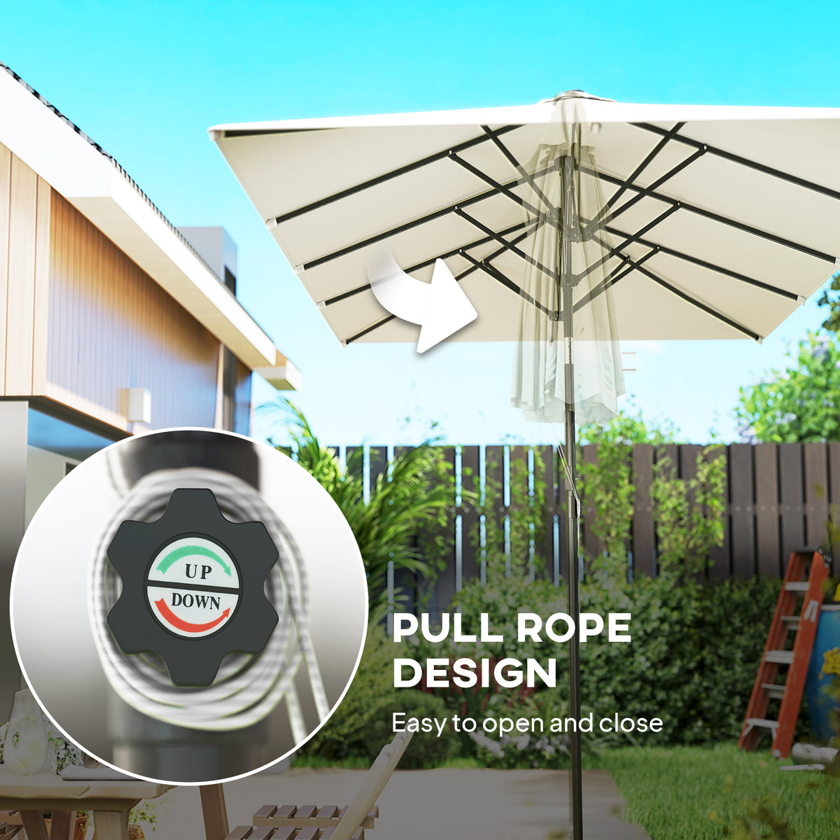White Double-Sided Umbrella with Adjustable Height & 12 Ribs