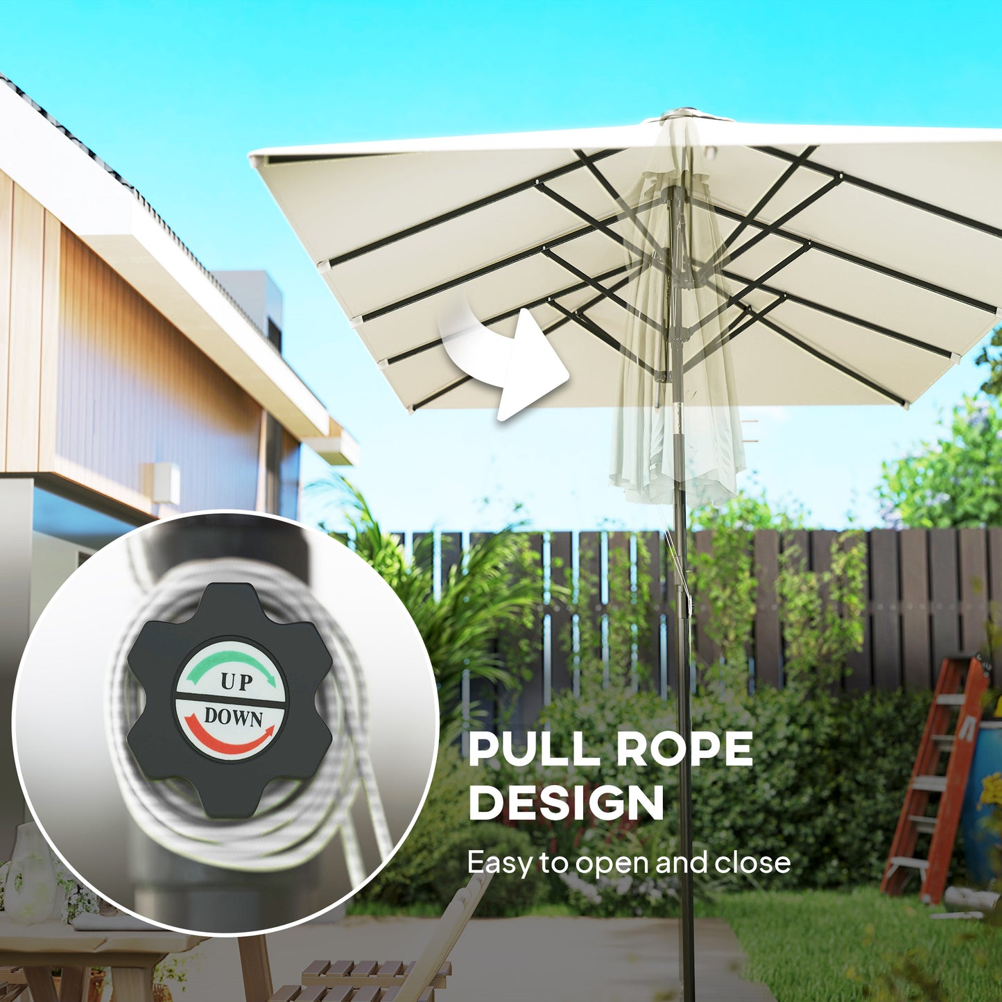White Double-Sided Umbrella with Adjustable Height & 12 Ribs