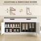 Shoe Storage Bench, Entryway Bench with 2-Tier Cabinet, Flip-Top Storage, Padded Cushion for Hallway, White
