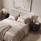 2 Pieces Nightstands with Storage, Modern Bedside Tables with 2 Fluted Drawers and Gold Legs for Bedroom, Black