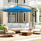 10ft Offset Patio Umbrella with Base, Garden Hanging Parasol with Crank, Banana Cantilever Umbrella Sun Shade, Blue
