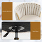 Office Chair, Vanity Chair with Woven Back, Adjustable Height, Rolling Wheels, Cream White