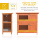 2-Tier Wooden Rabbit Hutch Small Animal House Bunny Pet Cage with 2 Main Rooms, Sliding Tray, Opening Top, Yellow
