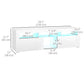 Modern TV Stand with Storage and LED Lights for TVs up to 55", TV Cabinet with Open Compartments, High Gloss White