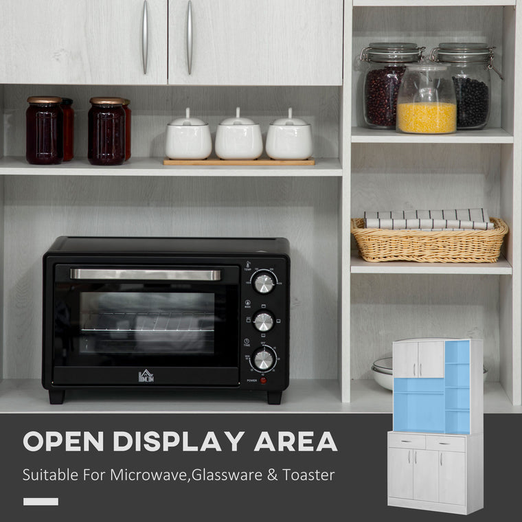 71" Kitchen Hutch Buffet with Storage - Ash White