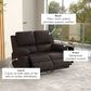 Reclining Loveseat Sofa with Pullback Control Footrest, Leather Manual Recliner for Living Room, Easy Cleaning & Assembly, Brown