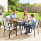 5 Piece Outdoor Patio Dining Set, Dining Table and 4 Stackable Chairs with Umbrella Hole, Shelf