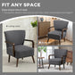 Accent Chair with Wooden Legs, Linen Fabric Armchair with Thick Padding, Comfy Chair for Living Room, Dark Grey