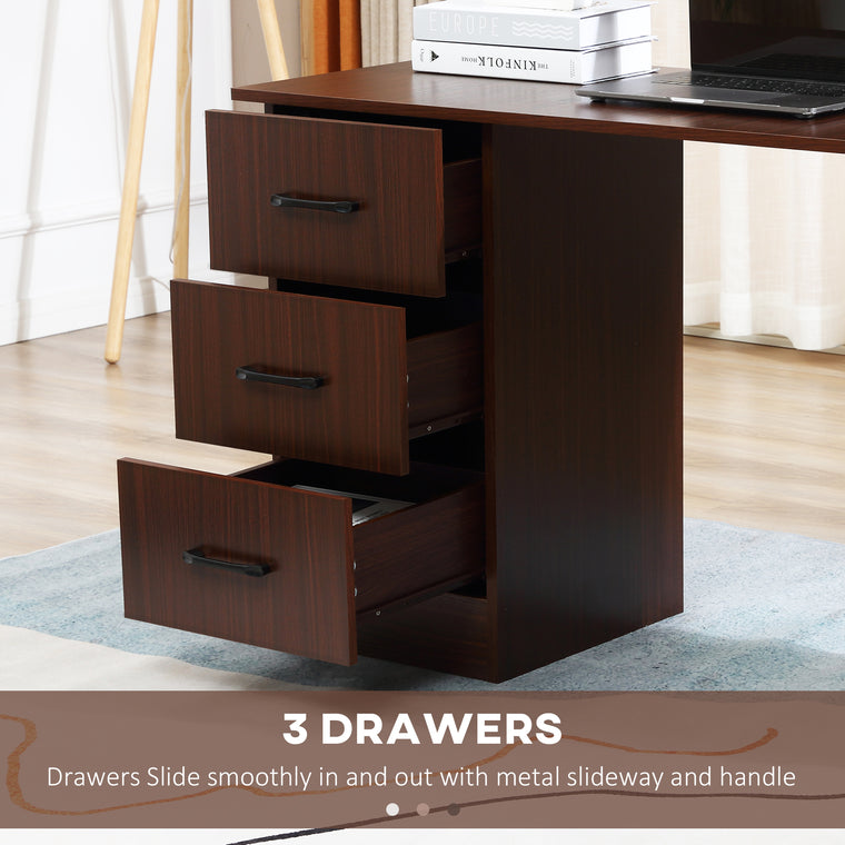 47" Computer Desk with Shelves and Drawers - Walnut