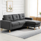 Sectional Sofa Couch, L Shaped Couch with Reversible Chaise, Wooden Legs for Living Room, Bedroom, Dark Grey