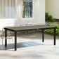 Patio Dining Table for 8, Rectangular Aluminum Outdoor Table for Garden Lawn Backyard, Natural