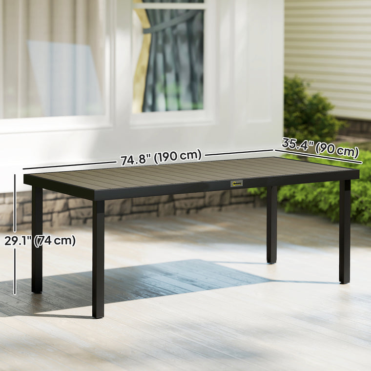 Rectangular Aluminum Dining Table for 8 - Natural