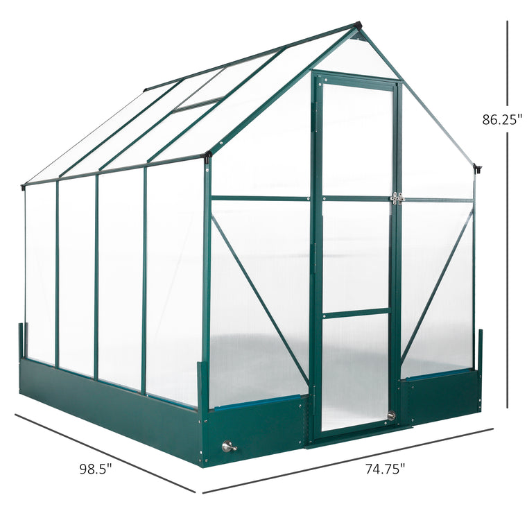 8.2' x 6.2' Greenhouse Aluminum Frame with Temperature Controlled Window
