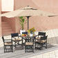 39.4" Round Outdoor Dining Table Coffee Side Bistro Table with Umbrella Hole, Glass Top, Steel Frame for Garden, Patio