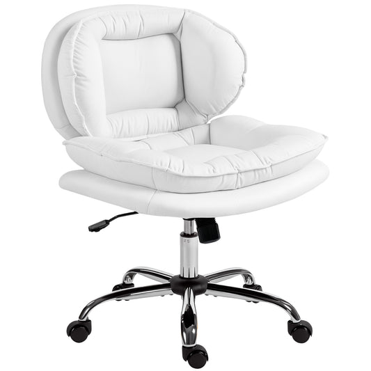 Criss Cross Swivel Office Chair, Armless - White