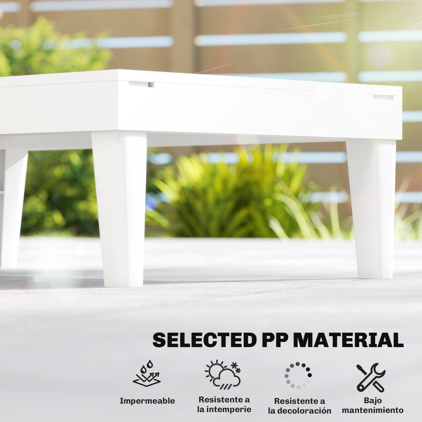 Outdoor Lounge Chair Set of 2, Waterproof Resin Lounge Chairs with 4-Position Adjustable Backrest for Backyard, White