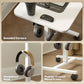 Height Adjustable Standing Desk, Pneumatic Sit Stand Desk with Wheels and Headphone Hook, White Wood Grain