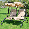 Heavy-Duty Metal Porch Swing with Canopy & Cushions