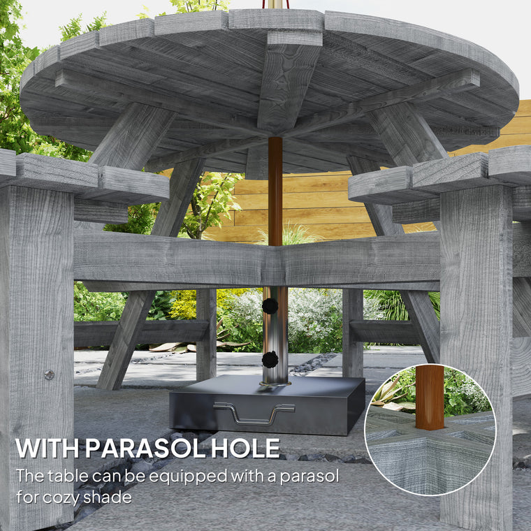 8-Seater Round Wooden Pub Bench and Picnic Table