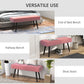 39 Inches Upholstered Bedroom Bench, Modern End of Bed Bench with Steel Legs, Pink