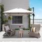 8' x 8' Square Patio Hanging Offset Umbrella with 360° Rotation, Aluminum Outdoor Cantilever Parasol with Crank & Tilt, Sun Canopy Shelter with Cross Base, White