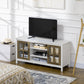 TV Stand for TVs up to 55 Inches, TV Cabinet with Adjustable Shelves and Cable Holes, TV Bench for Living Room, White