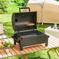 Tabletop Charcoal Smoker, Portable BBQ with Ash Catcher and Thermometer for Backyard, Camping, Picnic, Black
