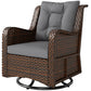 PE Rattan 360° Swivel Patio Chair with Cushion, Dark Grey
