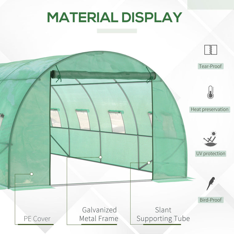 19' x 10' x 6.6' Green Tunnel Greenhouse with Mesh Windows