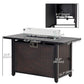 43" Outdoor Propane Gas Fire Pit Table, Wicker Patio Gas Firepit w/ Glass Wind Guard, 50,000 BTU CSA Certified Bronze
