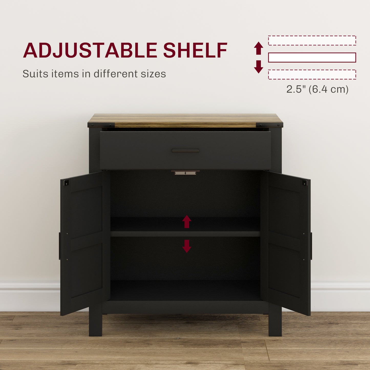Sideboard Buffet Cabinet, Farmhouse Kitchen Storage Cabinet w/ Drawer and Shelf for Living Room, Entryway