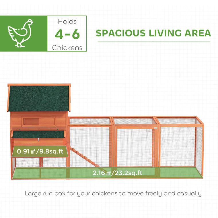 137" Orange Wooden Chicken Coop with Run & Nesting Box