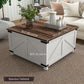 Coffee Table with Lift Top, 32" Farmhouse Center Table with Hidden Compartment for Living Room, Antique White