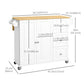 Kitchen Island on Wheels, Kitchen Cart with Drop Leaf, Drawers, White