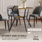 35" Round Dining Table, Modern Dining Room Table with Steel Frame, Space Saving Small Kitchen Table, Rustic Brown