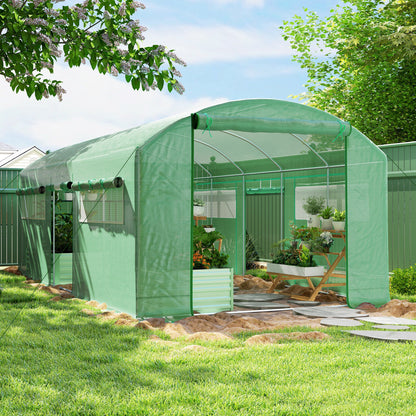 19.5' x 10' x 7.5' Green Tunnel Greenhouse with Mesh Windows