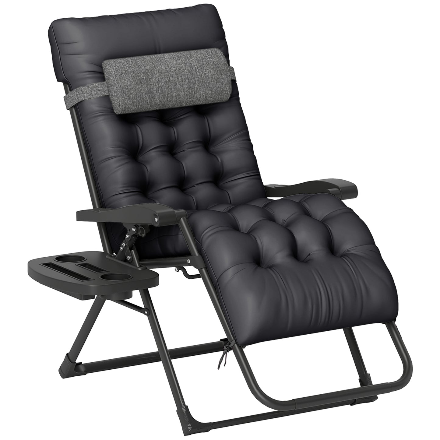 Padded Zero Gravity Chair, Folding Recliner Chair, Patio Lounger with Cup Holder, Adjustable Backrest, Removable Cushion for Outdoor, Deck, Poolside, Red