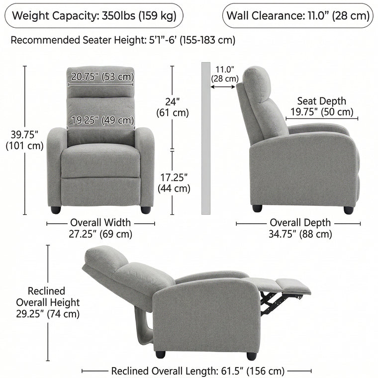 Fabric Manual Recliner Chair