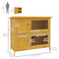 Wood Rabbit Hutch with 2 Large Main House, Ramp, Trays, Yellow