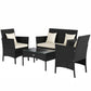 4-Piece Rattan Outdoor Furniture Set Patio Furniture Set with Coffee Table 22.8" W x 21.7" D x 33.5" H Black & Cream