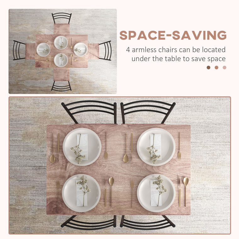 5-Piece Dining Set for 4 with Steel Frame - Oak