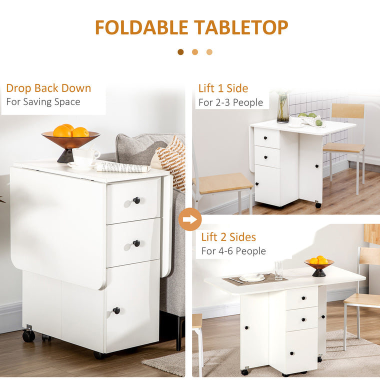 Foldable Drop-Leaf Kitchen Table with Storage
