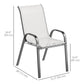 Set of 2 Outdoor Dining Chairs, Stackable Lawn Chairs with High Back, Breathable Mesh Seat for Garden Porch, Black
