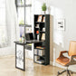 Fold-out Convertible Office Desk, Wall Mount Computer Desk with Whiteboard and Side Shelf, Black