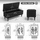 Storage Ottoman, Linen Fabric End of Bed Bench with Button Tufted Storage Bench for Bedroom, Black