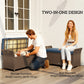 2-In-1 Outdoor Storage Bench, 29 Gallon Wicker Deck Box with Handles and Cushion, Navy Blue